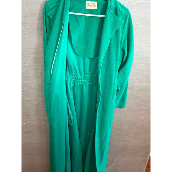 Vintage Vanity Fair Green Long Wrap Robe Size 16 Maxi Lounge Sleepwear Pockets - Picture 10 of 10
